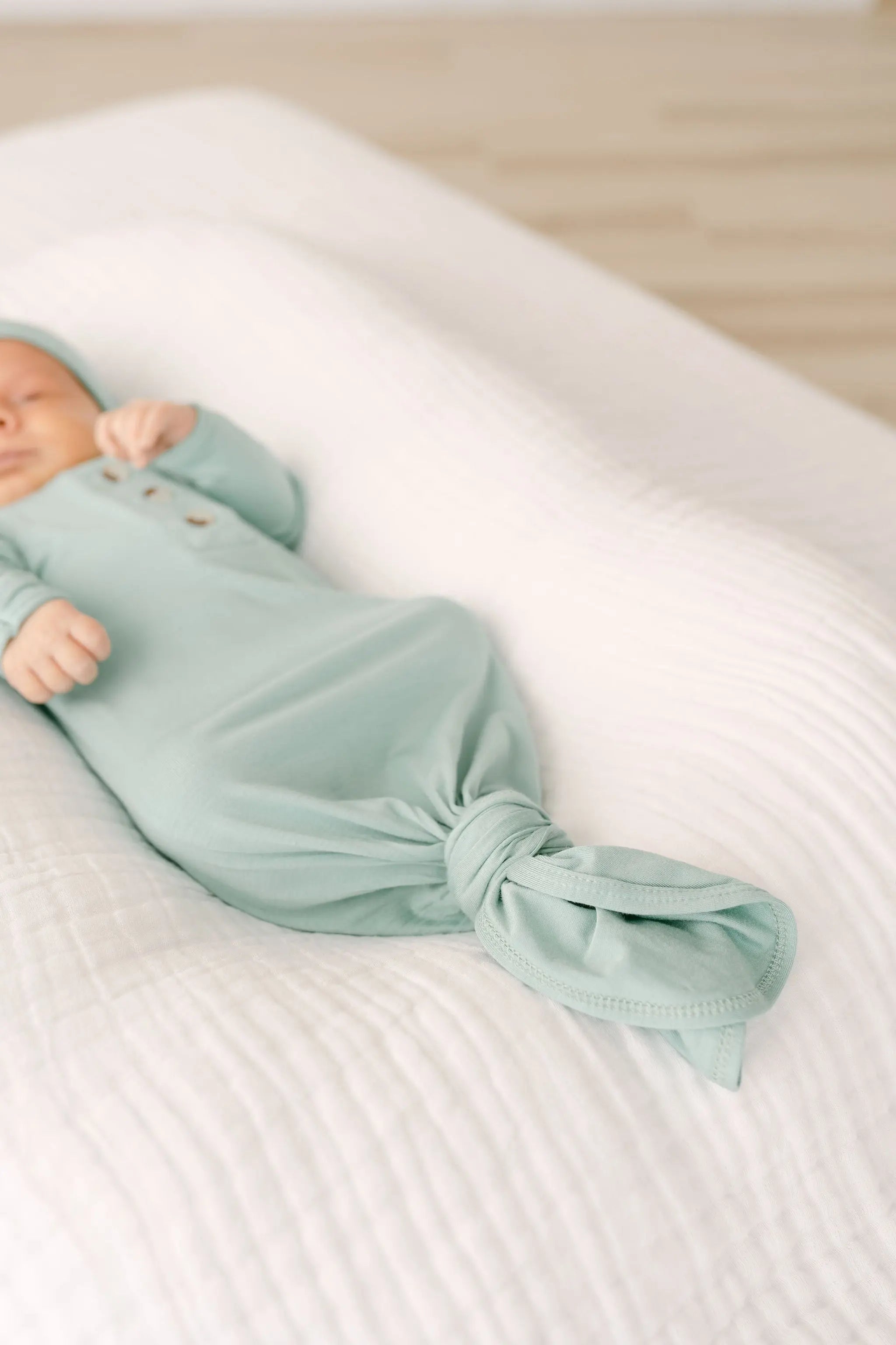 Knotted Baby Gown & Hat Set - Mint (Newborn-3 months) in - Newborn Knotted Baby Gown Sets photo