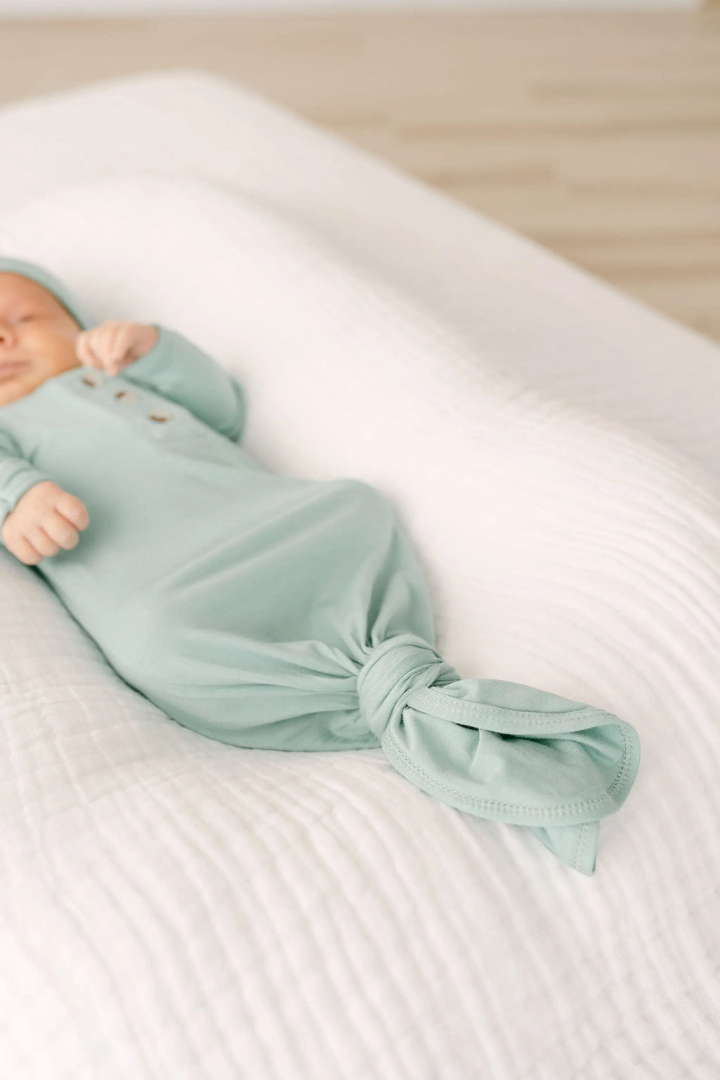 Knotted Baby Gown & Hat Set - Mint (Newborn-3 months) in - Newborn Knotted Baby Gown Sets photo
