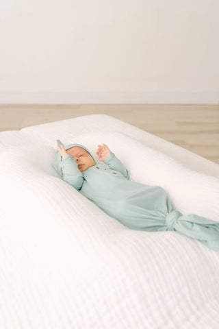 Knotted Baby Gown & Hat Set - Mint (Newborn-3 months) in - Newborn Knotted Baby Gown Sets photo