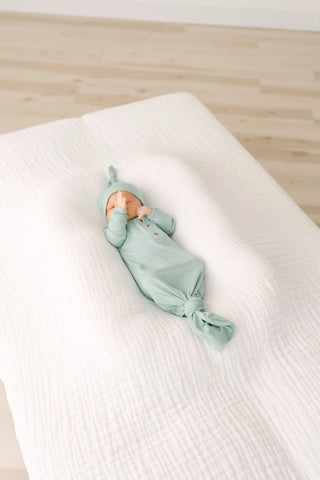 Knotted Baby Gown & Hat Set - Mint (Newborn-3 months) in - Newborn Knotted Baby Gown Sets photo