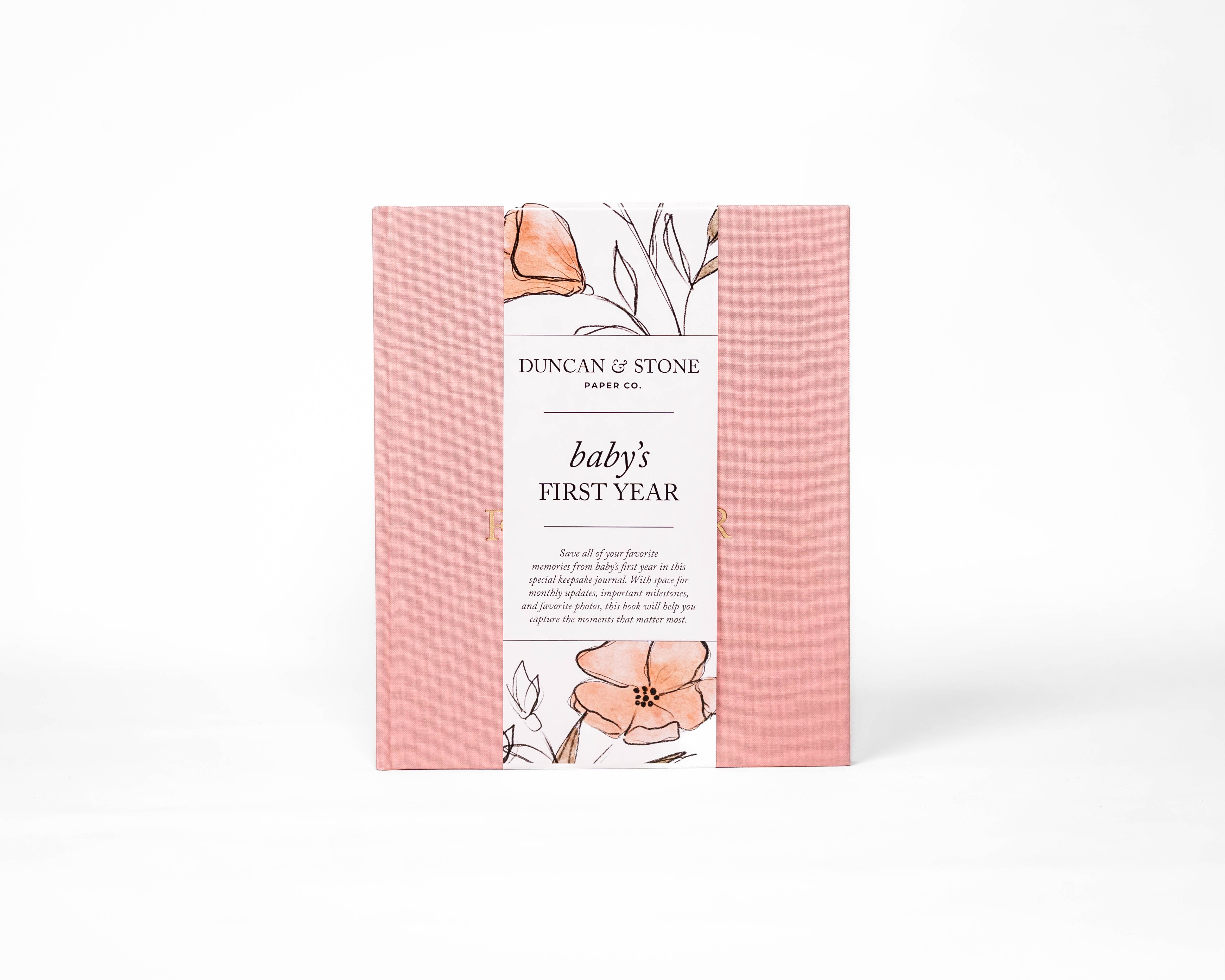 Duncan & Stone Paper Co. Baby's First Year Memory Book in Dusty Rose - Baby Gift Sets photo