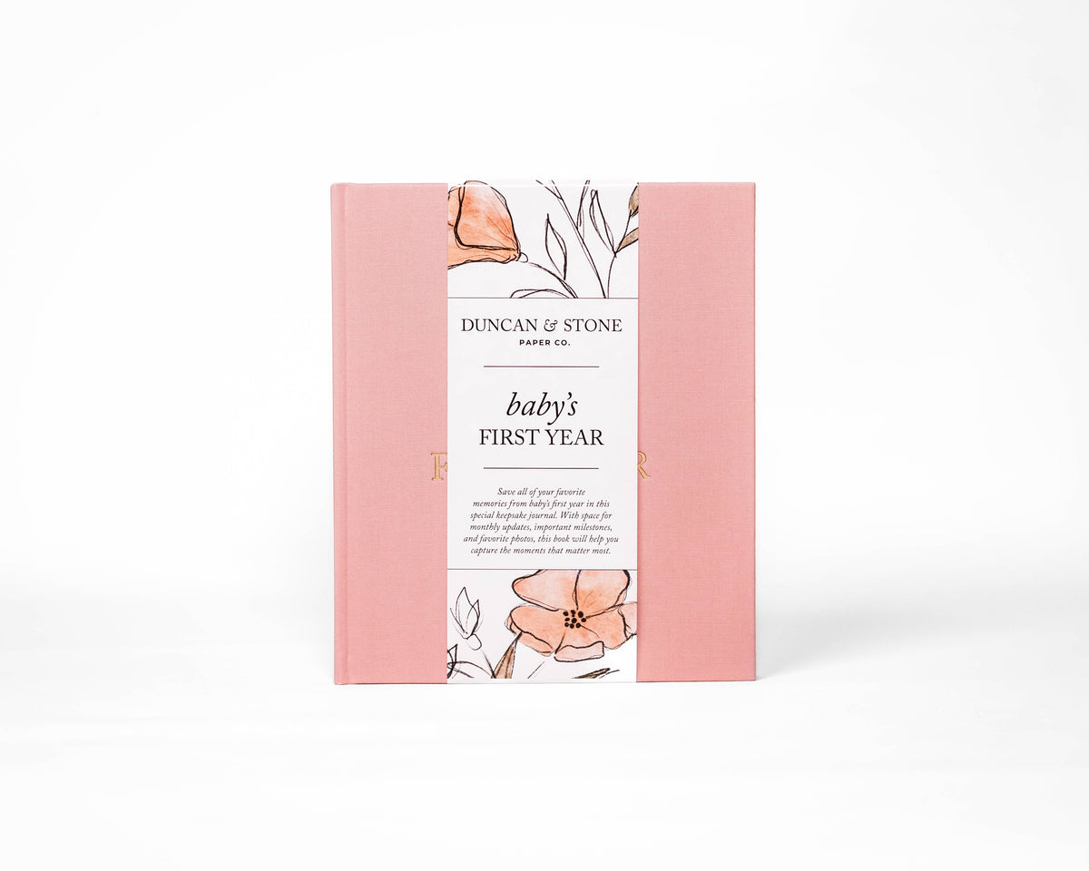 Duncan & Stone Paper Co. Baby's First Year Memory Book in Dusty Rose - Baby Gift Sets photo
