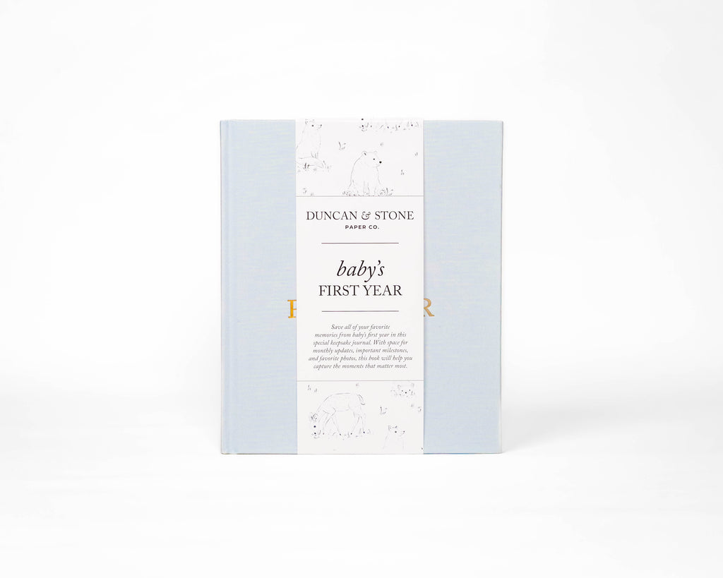 Duncan & Stone Paper Co. Baby's First Year Memory Book in Sky Blue - Baby Gift Sets photo