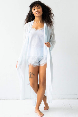 Salua Lingerie Classic Long Sheer Cotton-Silk Robe in - ROBES photo