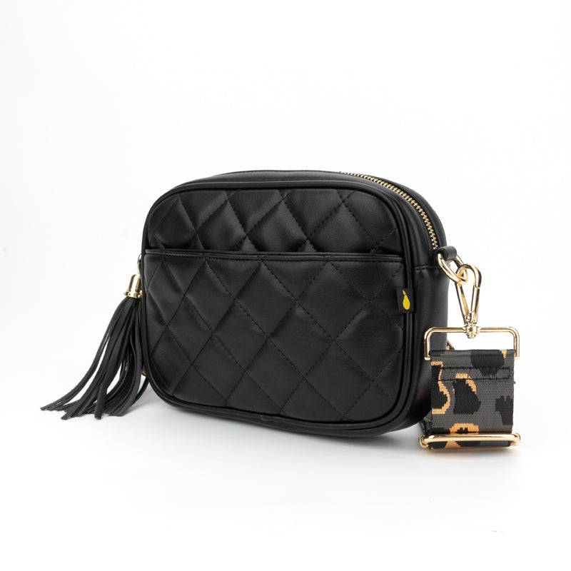 Quilted Courtney Crossbody | Choose Your Strap - Black | SwagglyLife