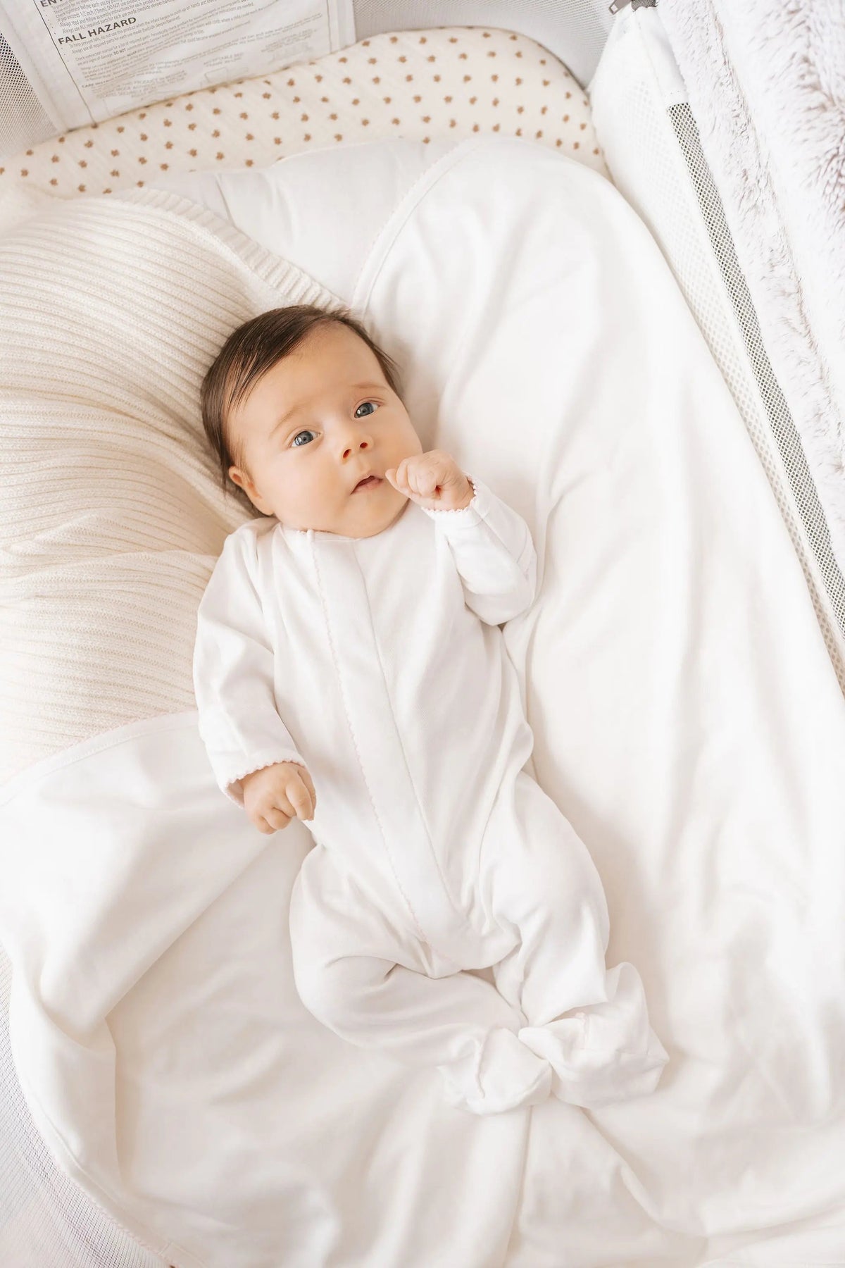 Stroller Society Premium Pima Cotton Footie - Infant apparel - White Baby Pink Picot Trim