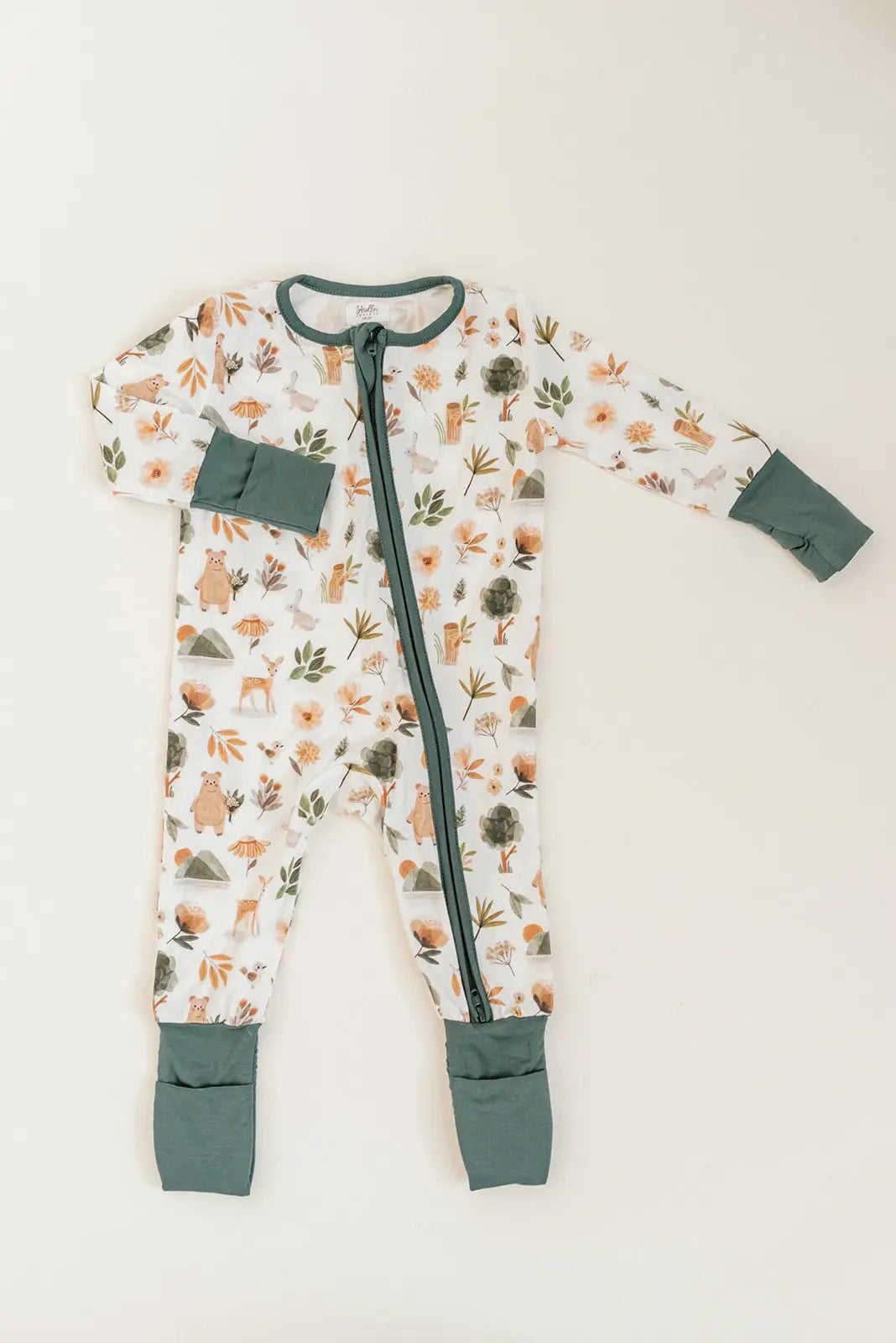 Bamboo Baby Clothes - Convertible Jumpsuit 0-3 Months - Forest in - photo
