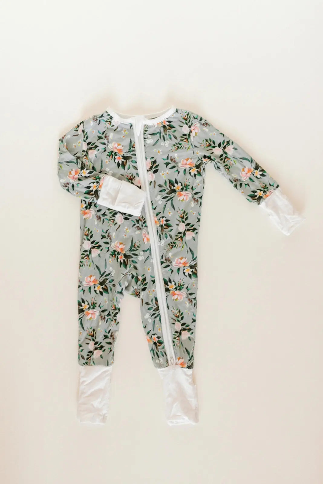 Bamboo Baby Clothes - Convertible Jumpsuit 0-3 Months - Botanical in - photo