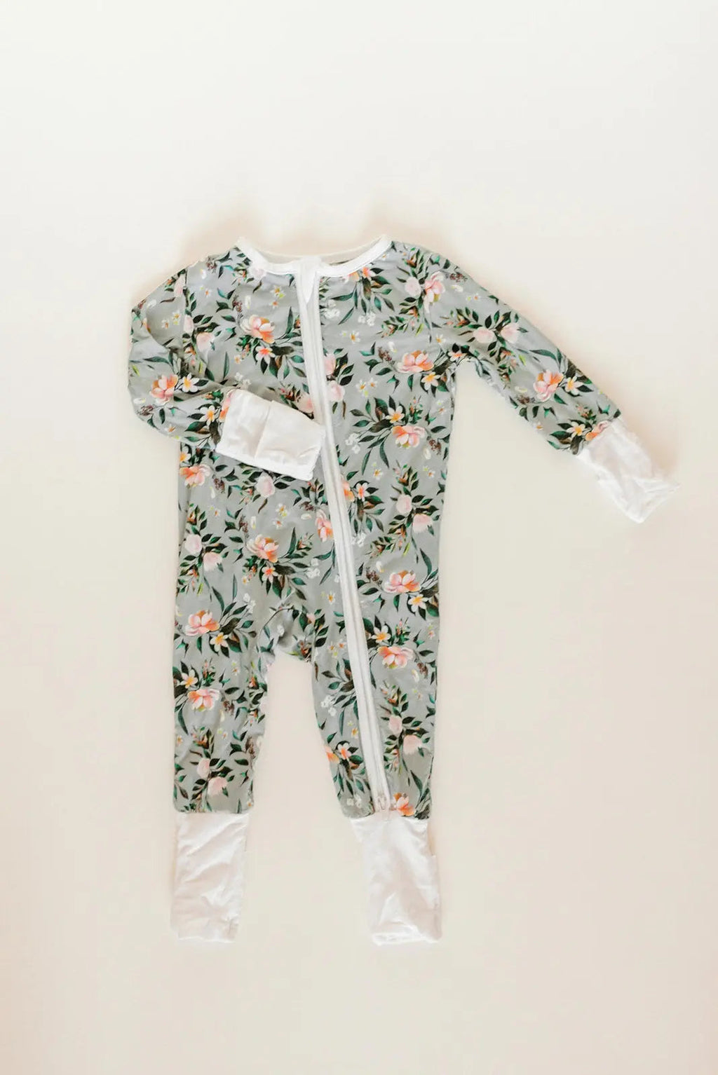 Bamboo Baby Clothes - Convertible Jumpsuit 0-3 Months - Botanical in - photo