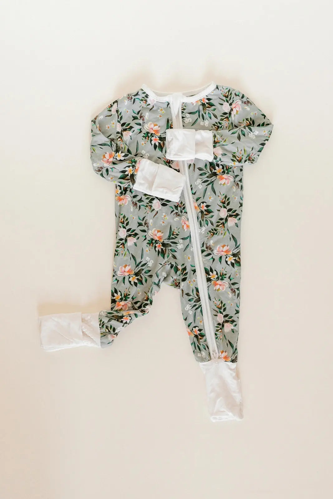 Bamboo Baby Clothes - Convertible Jumpsuit 0-3 Months - Botanical in - photo