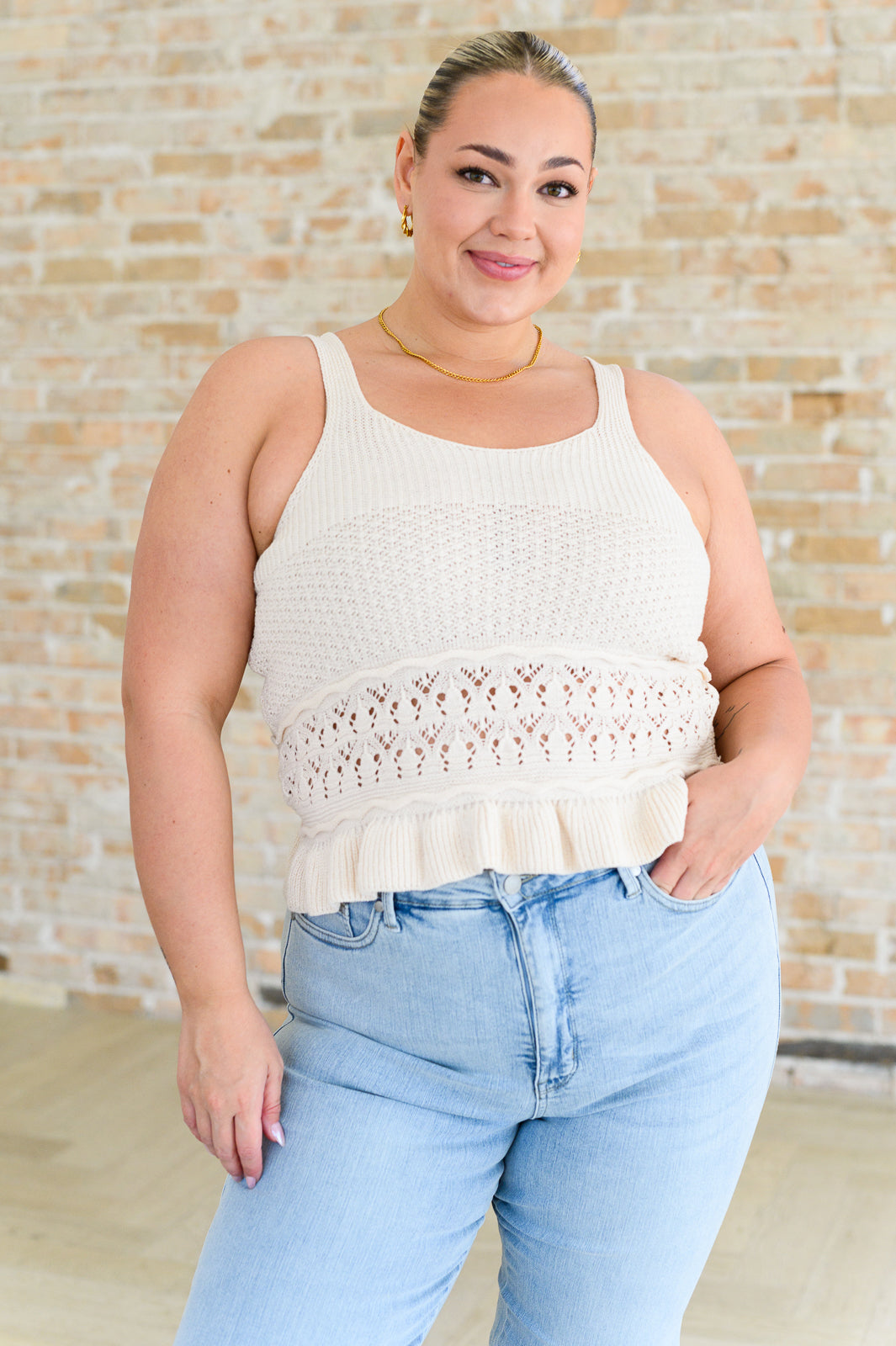 Day Dancing Ruffle Knit Tank Top in - Tops photo