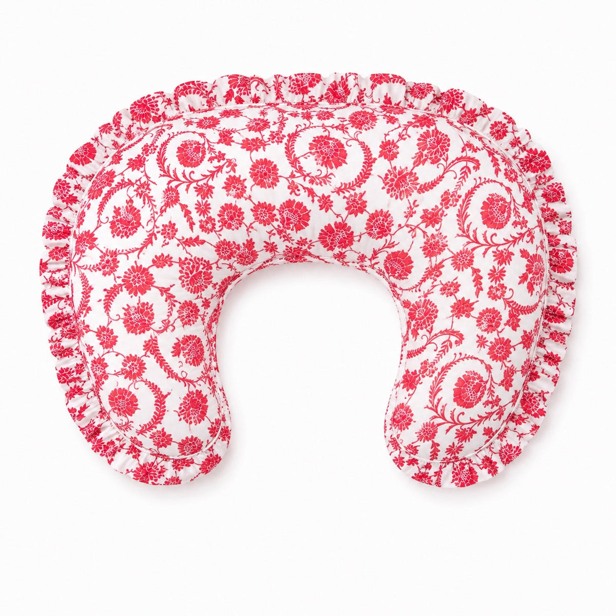 Red Chinoiserie Ruffle Nursing Pillow Cover