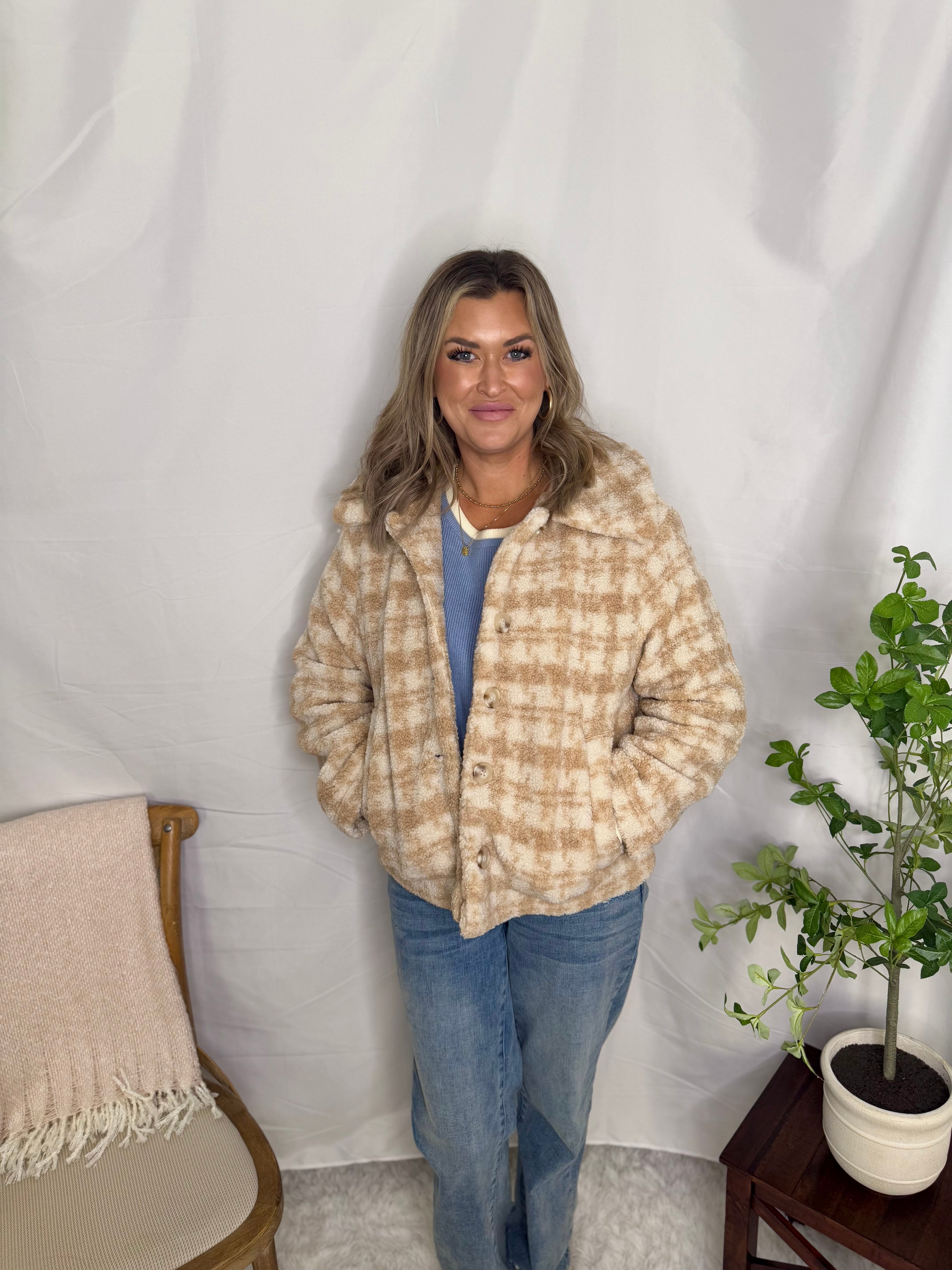 The Houndstooth Button Up Collared Jacket -