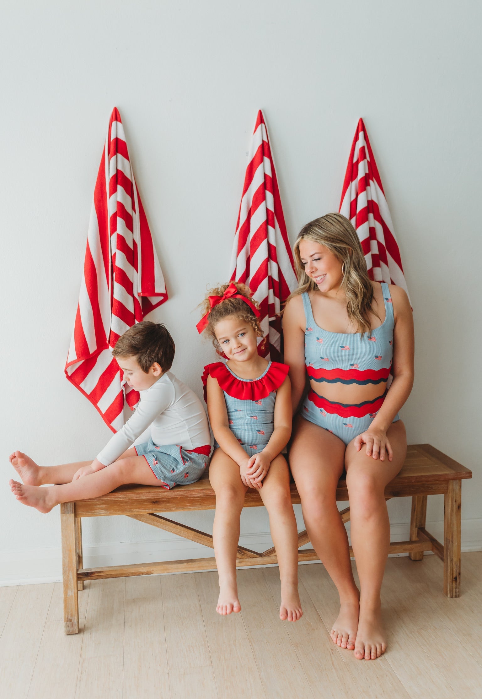 Women's Scalloped High Waisted Bikini - Heritage Flag