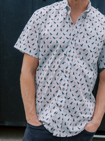 Men's Dino Buttondown Shirt in Black - photo
