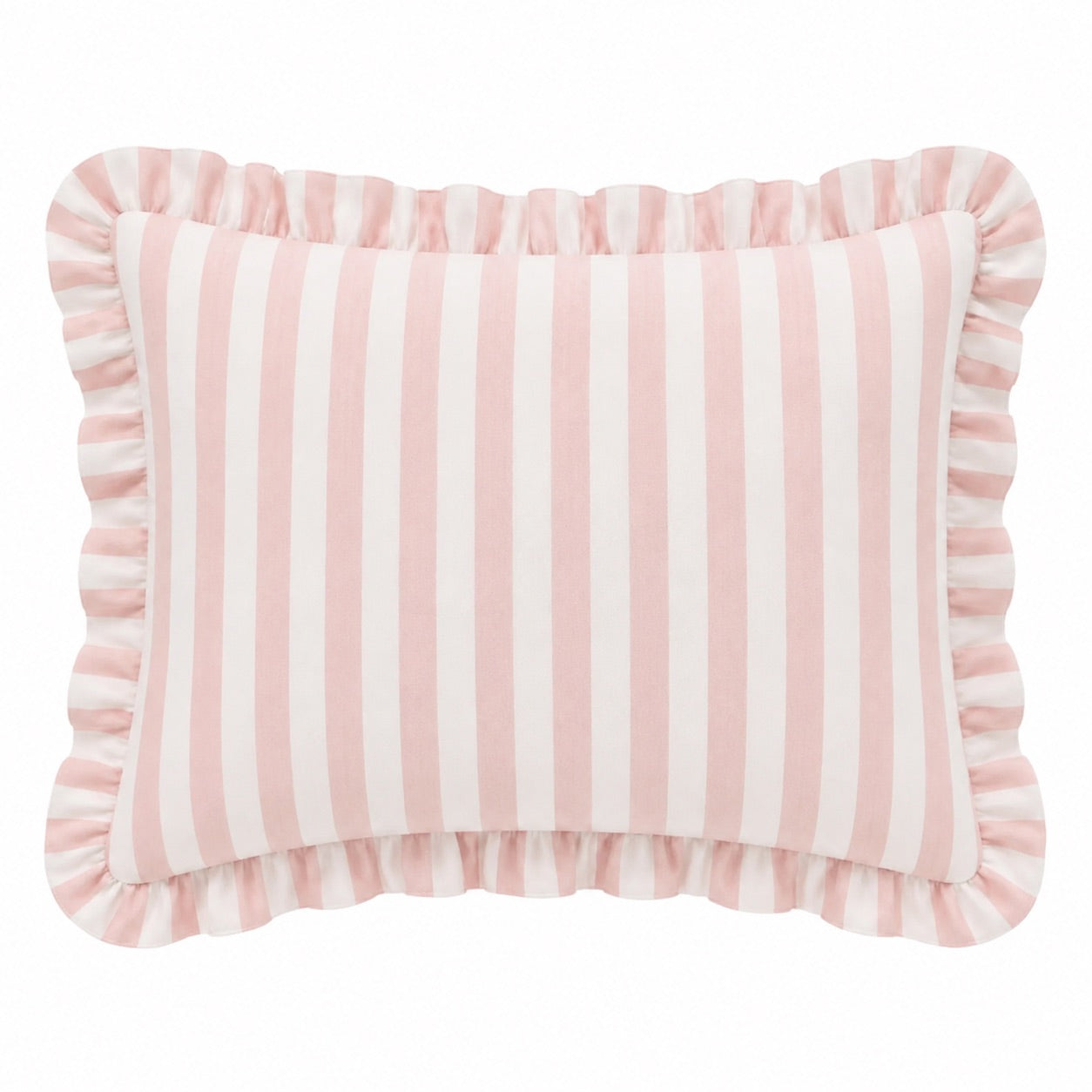 Little Mae & Co. Standard Ruffle Pillow Case Cover - Pink White Stripe