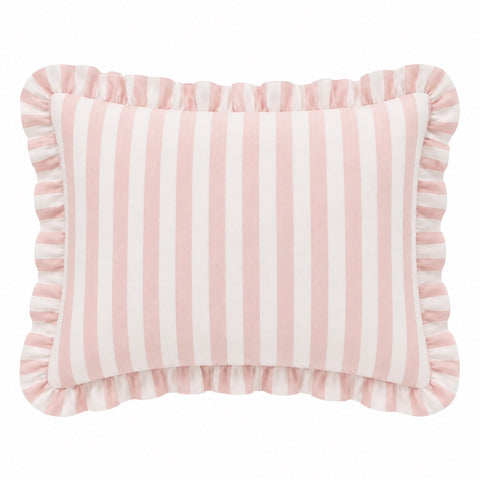 Little Mae & Co. Standard Ruffle Pillow Case Cover - Pink White Stripe