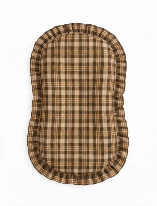 Brown Plaid Ruffle Baby Lounger Cover in - nest lounger photo