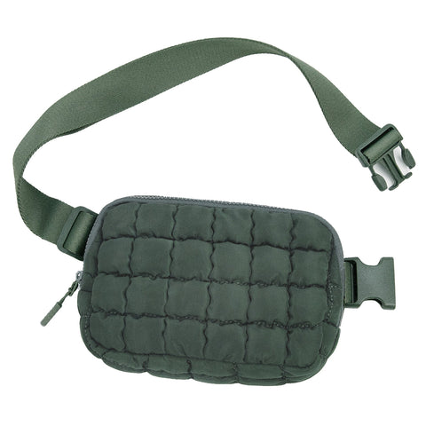 Evyn Quilted Puffer Sling Crossbody Belt Bum Fanny Waist Bag in Eucalyptus - photo