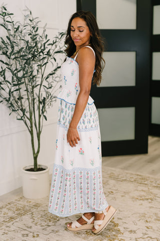 Eager Anticipation Mixed Print Midi Dress in - Womens photo