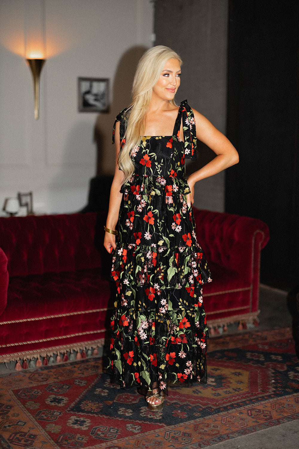 Edie Tie-Shoulder Maxi Dress - Lost In It in - Apparel & Accessories > Clothing > Dresses > Long Dresses photo