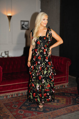 Edie Tie-Shoulder Maxi Dress - Lost In It in - Apparel & Accessories > Clothing > Dresses > Long Dresses photo
