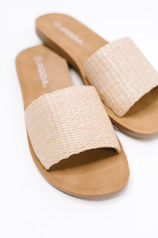 Efron Raffia Woven Slip On Sandal in Bone -