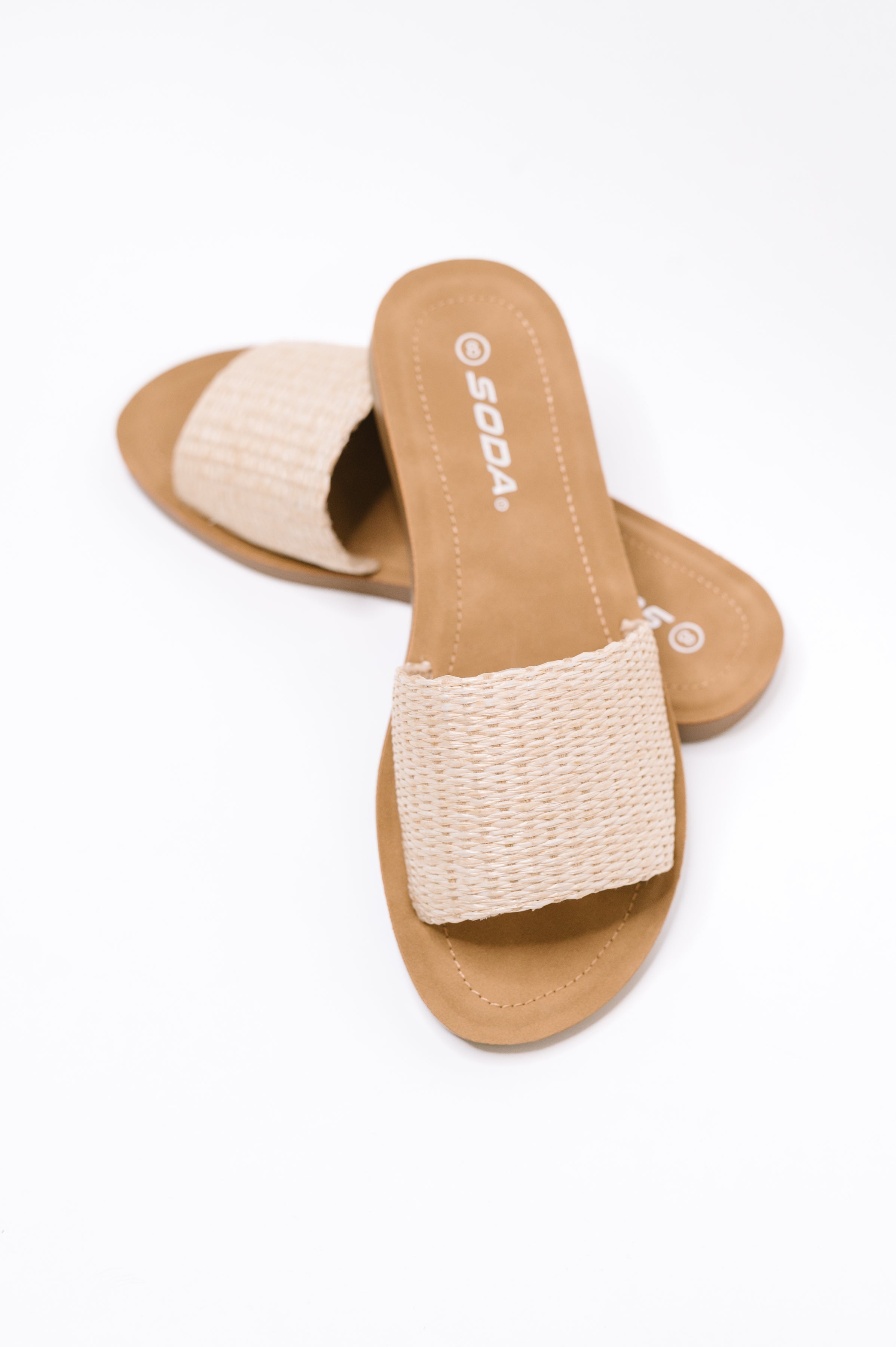 Efron Raffia Woven Slip On Sandal in Bone -