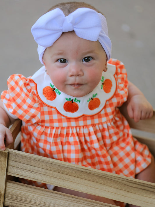 Thanksgiving Halloween Pumpkin Puff Sleeve Girls Bloomer Set -