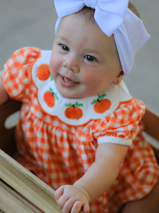 Thanksgiving Halloween Pumpkin Puff Sleeve Girls Bloomer Set -
