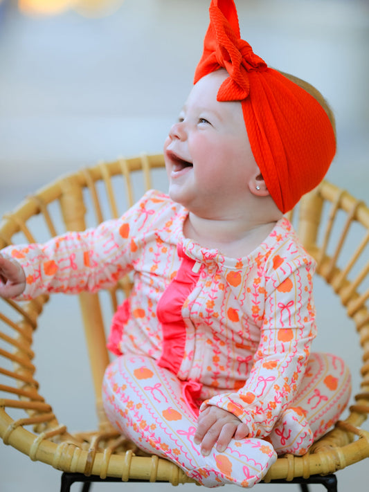 Halloween Thanksgiving Pumpkin Bow Baby Sleeper -