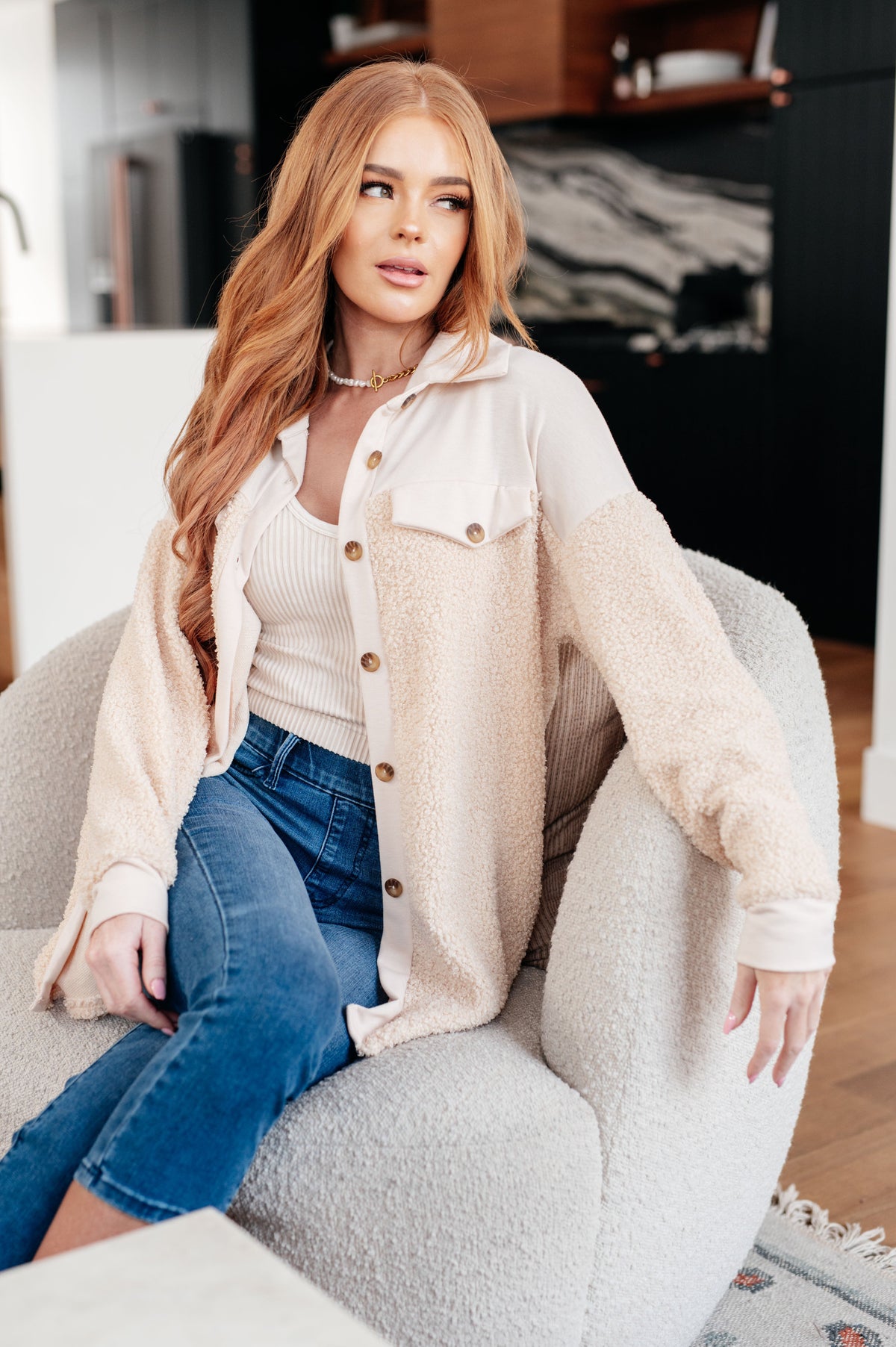 Endless Potential Sherpa Shacket in - Layers photo