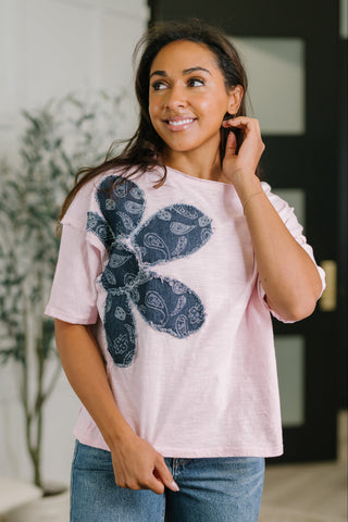 Exactly My Type Paisley Floral Applique Top -