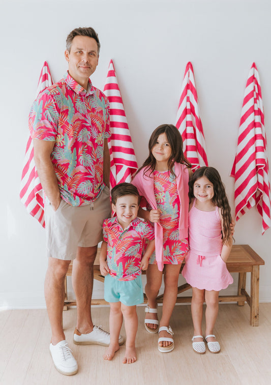 Men's Pink Palm Paradise Athletic Polo in - T-Shirt photo