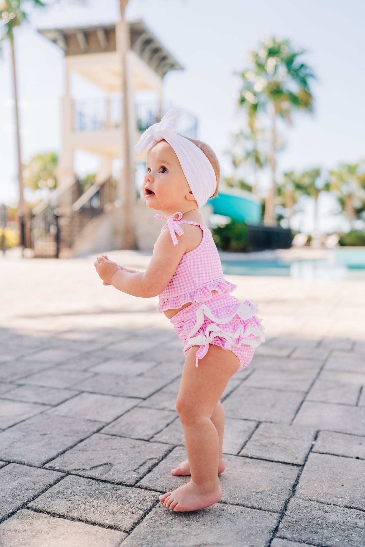 Paradise Pink Gingham High Waisted Bikini in - Swimwear photo