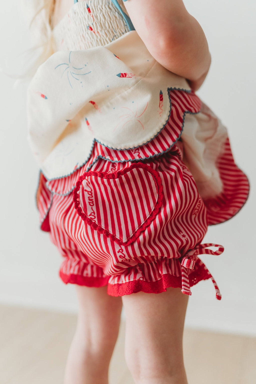 Scallop Tunic Set - Red, White, and Boom -