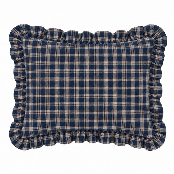 Little Mae & Co. Standard Ruffle Pillow Case Cover - Blue Plaid