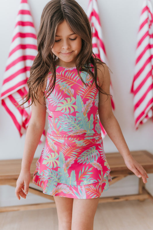 Pink Palm Paradise Athletic Set in - Outfit Sets photo