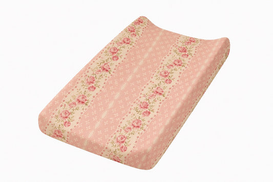 Little Mae & Co. Pink Rose Changing Pad Cover -