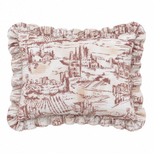 Little Mae & Co. Standard Ruffle Pillow Case Cover - Brown Toile