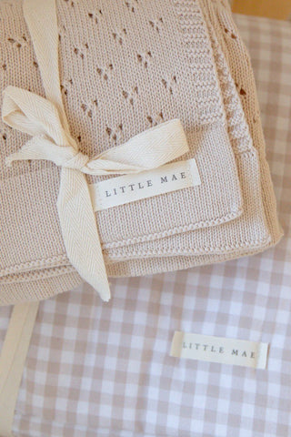Little Mae & Co. Toffee Pointelle Knit Blanket in - photo