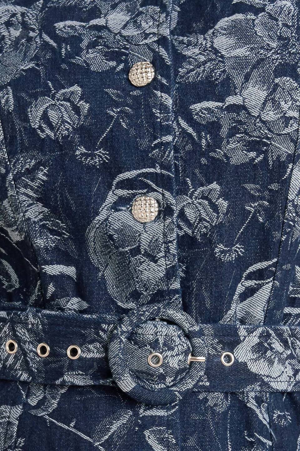 Dark Bloom Jacquard Denim Midi Dress in - DRESSES photo