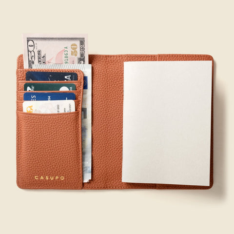 Leather Passport Wallet with RFID - Tan in - Small Leather Goods photo