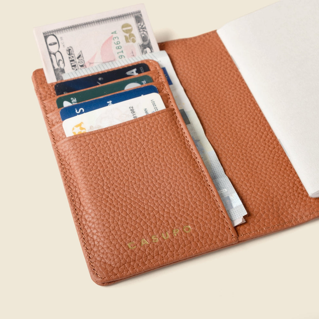 Leather Passport Wallet with RFID - Tan in - Small Leather Goods photo
