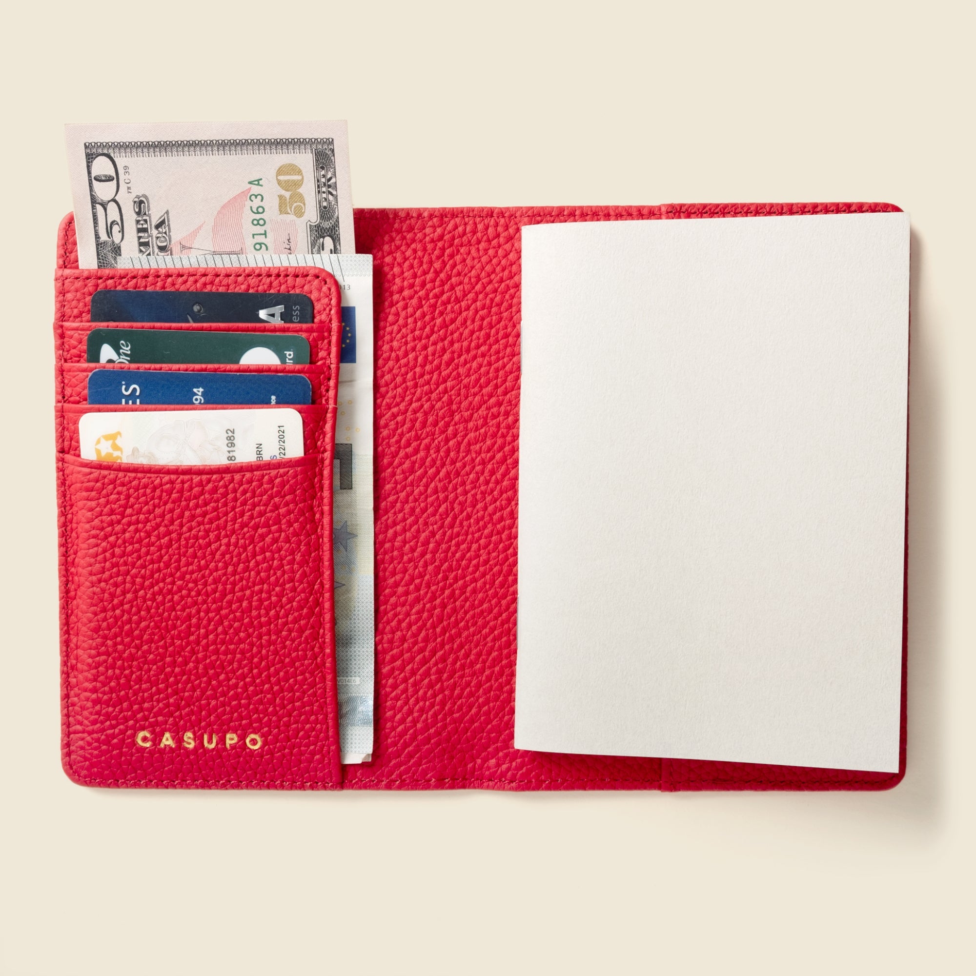 Leather Passport Wallet with RFID - Red in - Small Leather Goods photo