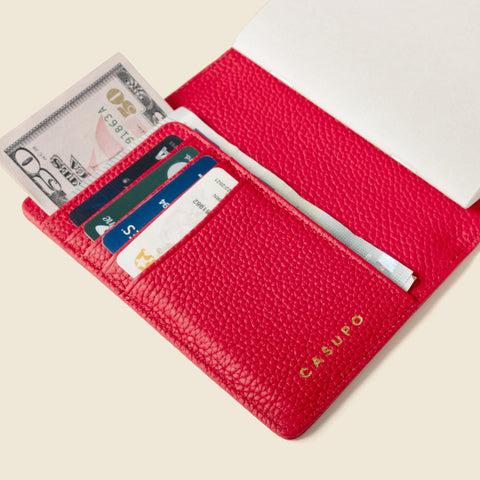 Leather Passport Wallet with RFID - Red in - Small Leather Goods photo