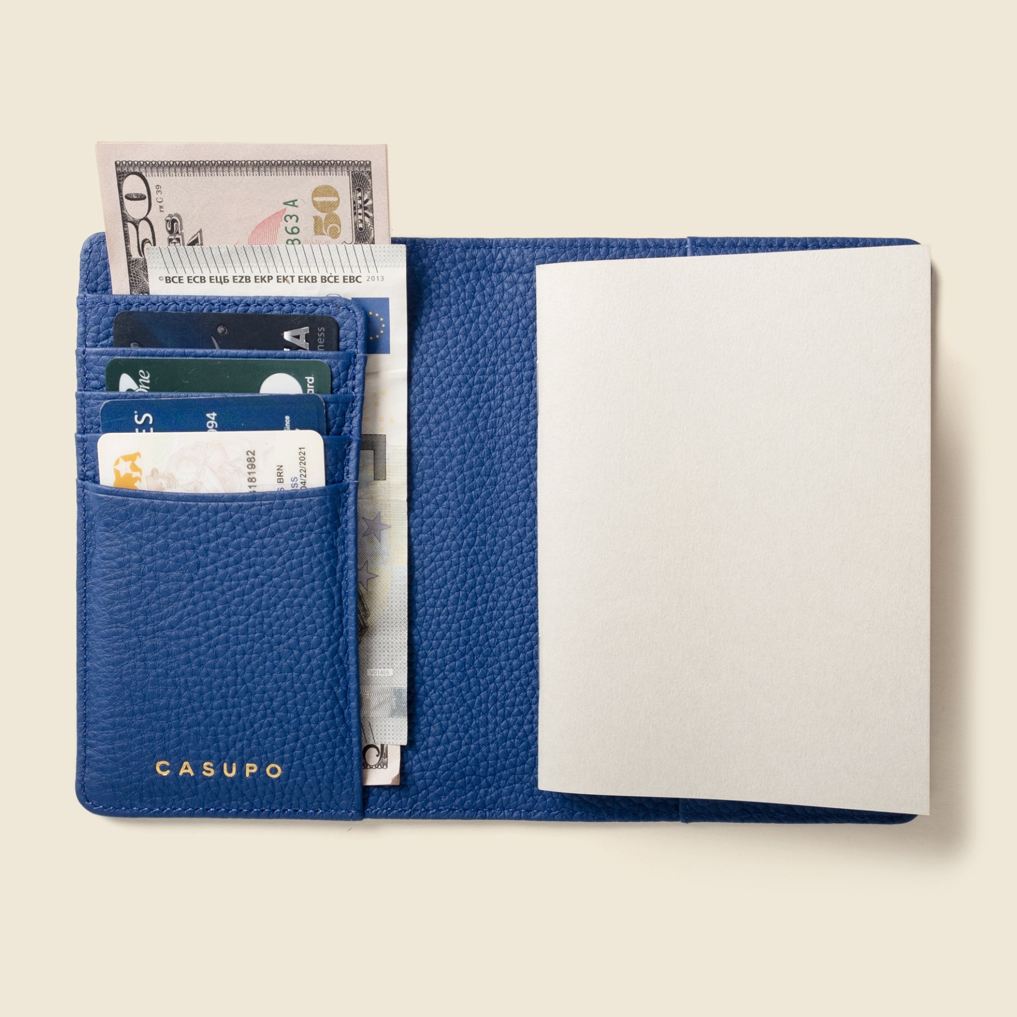 Leather Passport Wallet with RFID Shield- Cobalt in - Small Leather Goods photo