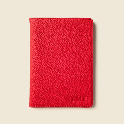 Leather Passport Wallet with RFID - Red in Yes please! (+$10) - Small Leather Goods photo