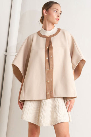 TIMELESS ELEGANCE WOVEN FELT CAPELET in - TOPS photo