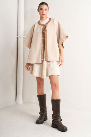 TIMELESS ELEGANCE WOVEN FELT CAPELET in - TOPS photo